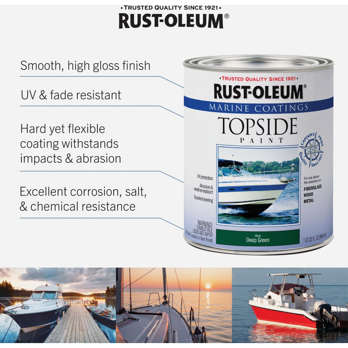 Rust-Oleum Gloss Marine Boat Topside Paint, Navy Blue, 1 Qt. Image 2