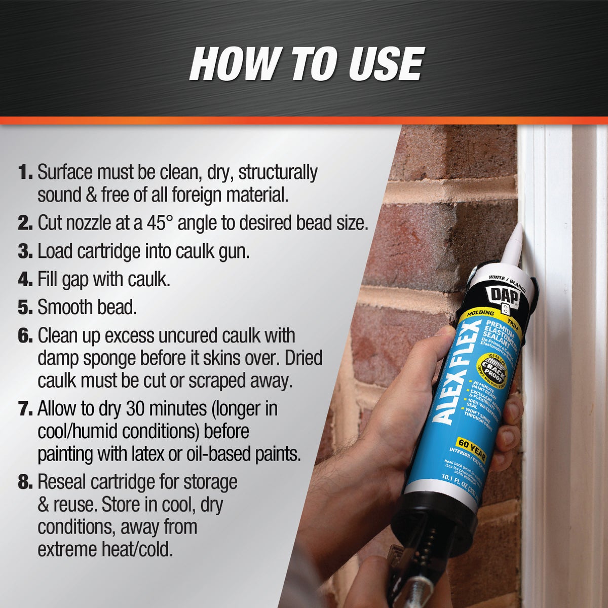 Dap Alex Flex 10.1 Oz. Premium Molding & Trim Acrylic Latex Siliconized Sealant, Antique White Image 3