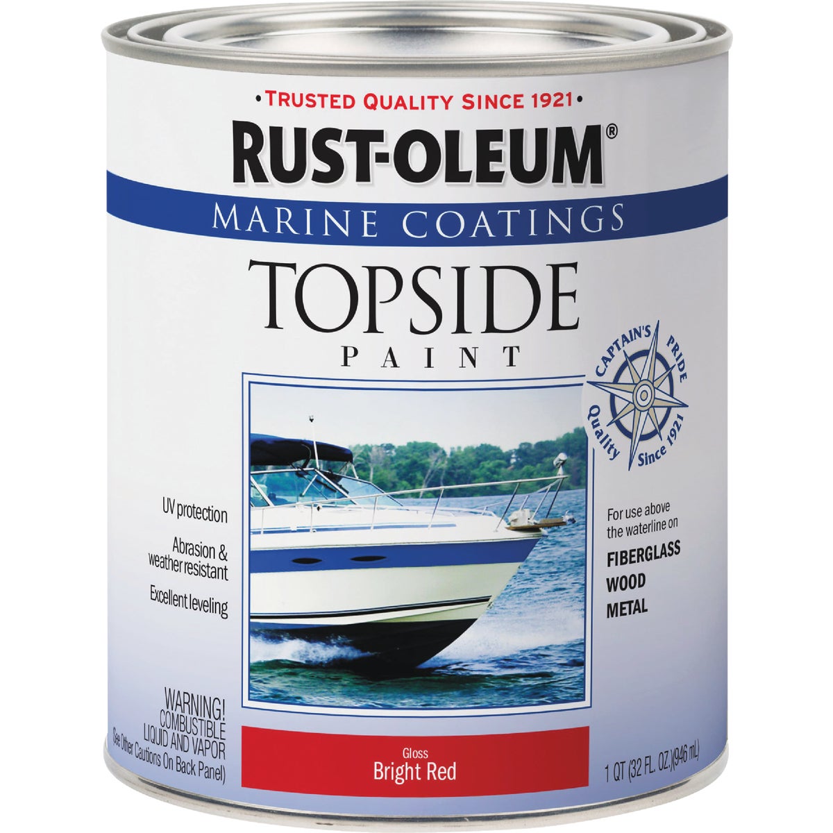 Rust-Oleum Gloss Marine Boat Topside Paint, Brilliant Red, 1 Qt. Image 7