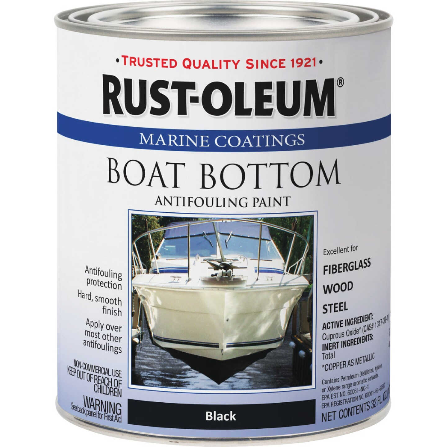 Rust-Oleum Marine Boat Bottom Antifouling Paint, Black, 1 Qt. Image 7