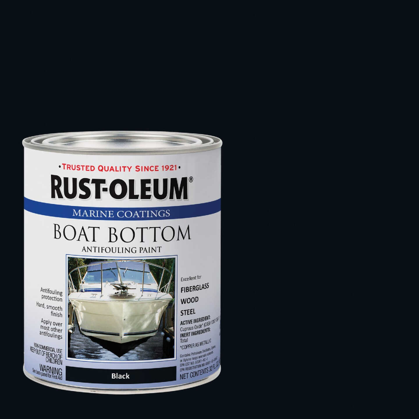 Rust-Oleum Marine Boat Bottom Antifouling Paint, Black, 1 Qt. Image 1