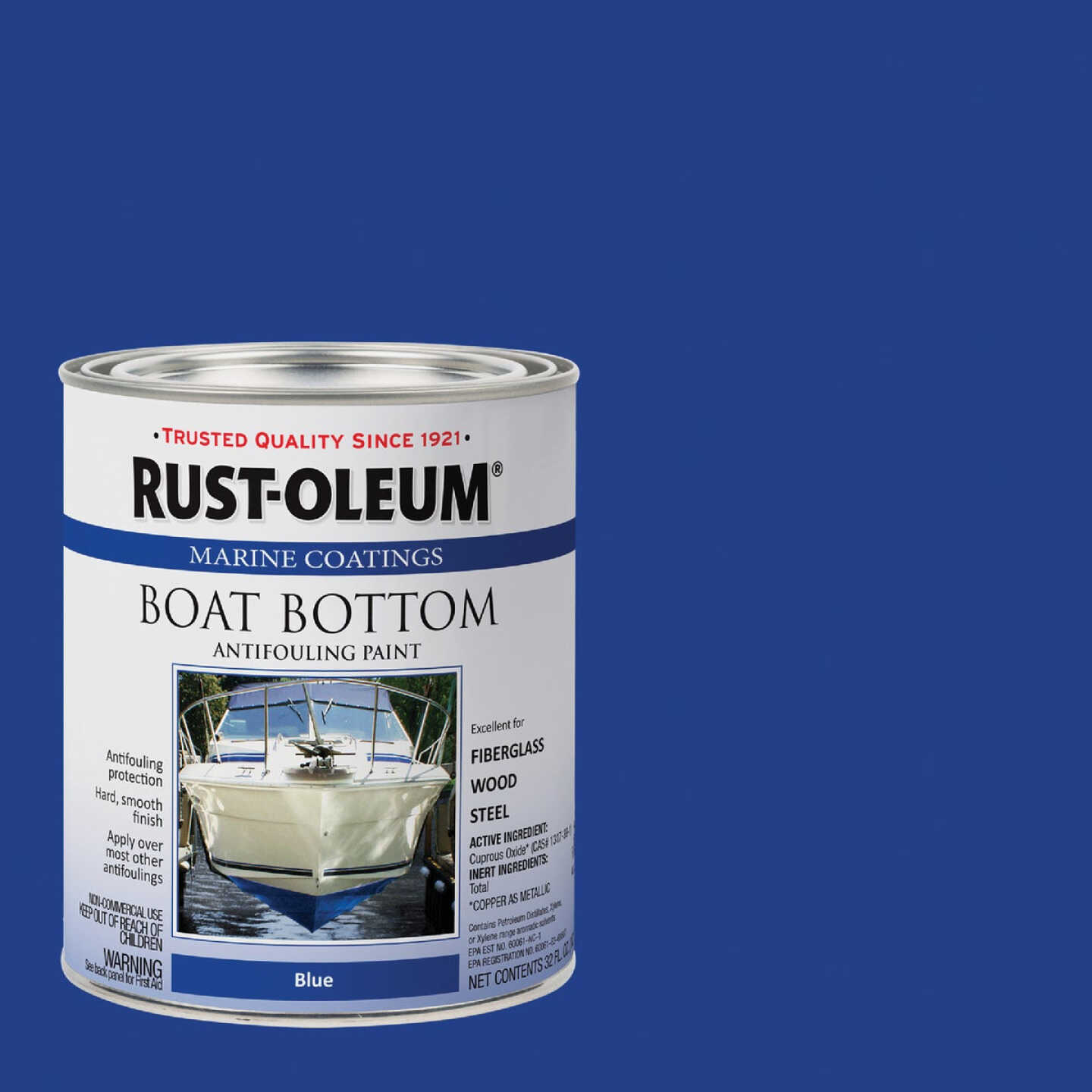 Rust-Oleum Marine Boat Bottom Antifouling Paint, Blue, 1 Qt. Image 1