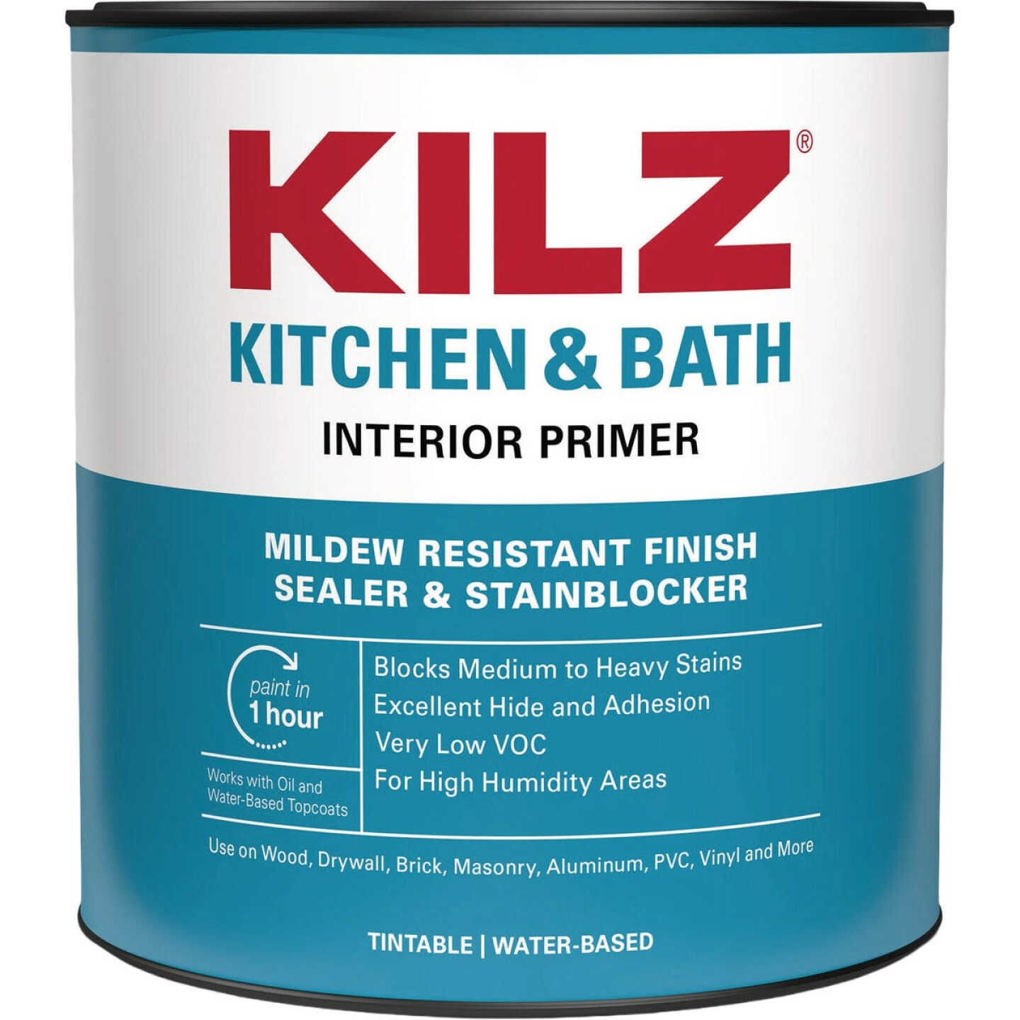 KILZ Kitchen & Bath Mildew-Resistant Water-Based Interior Primer, 1 Qt. Image 1