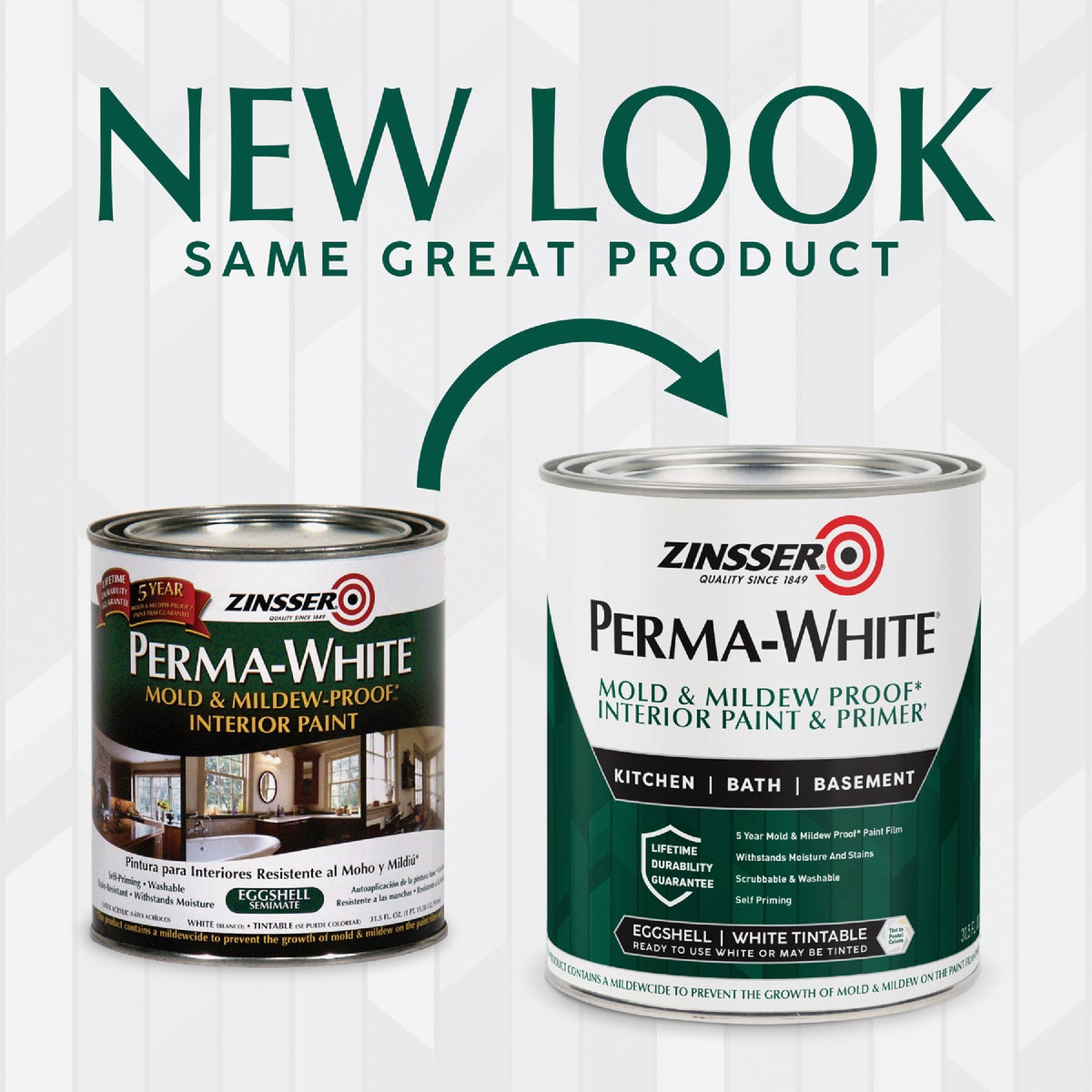 Zinsser Perma-White White-Tintable Eggshell Quart Mildew Paint Image 2