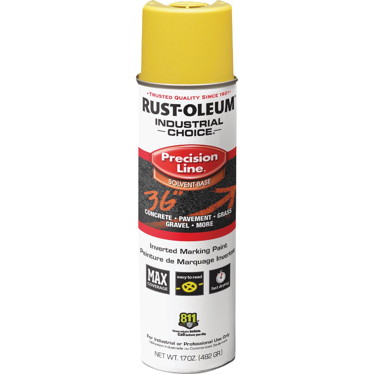 Rust-Oleum Industrial Choice Hi-Visibility Yellow 17 Oz. Inverted Marking Spray Paint Image 2