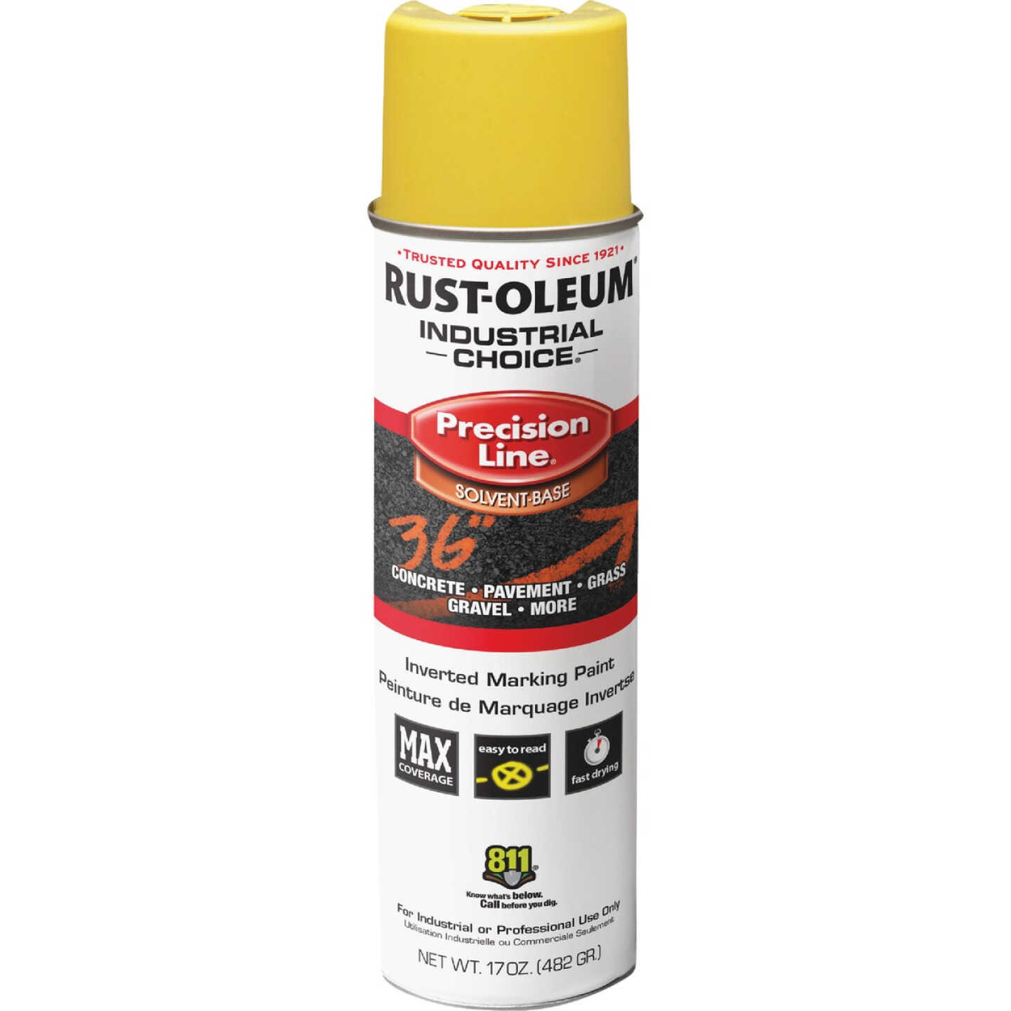 Rust-Oleum Industrial Choice Hi-Visibility Yellow 17 Oz. Inverted Marking Spray Paint Image 2