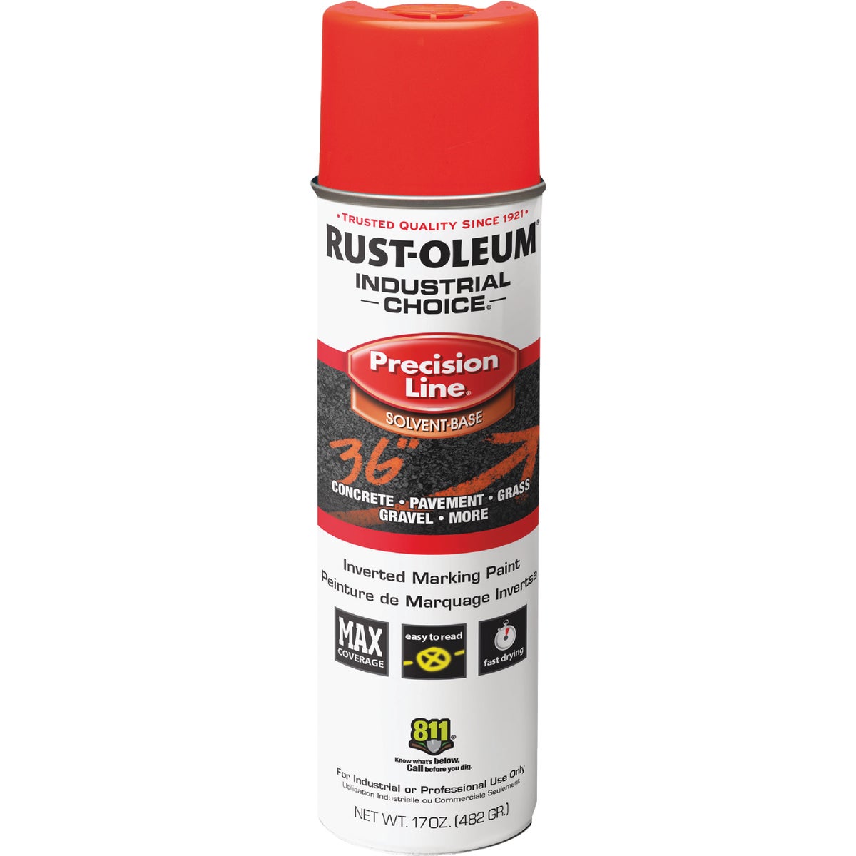 Rust-Oleum Industrial Choice Fluorescent Red Orange 17 Oz. Inverted Marking Spray Paint Image 2