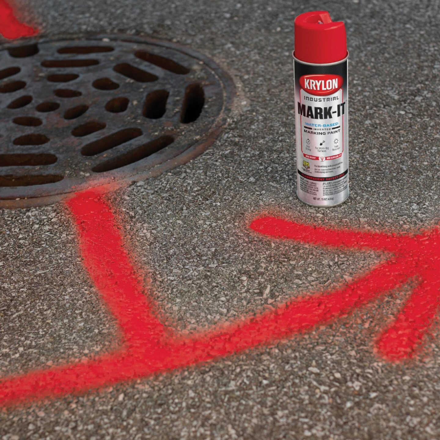 Krylon Mark-It 731308 Industrial WB APWA Brilliant Red Inverted Marking Paint Image 2