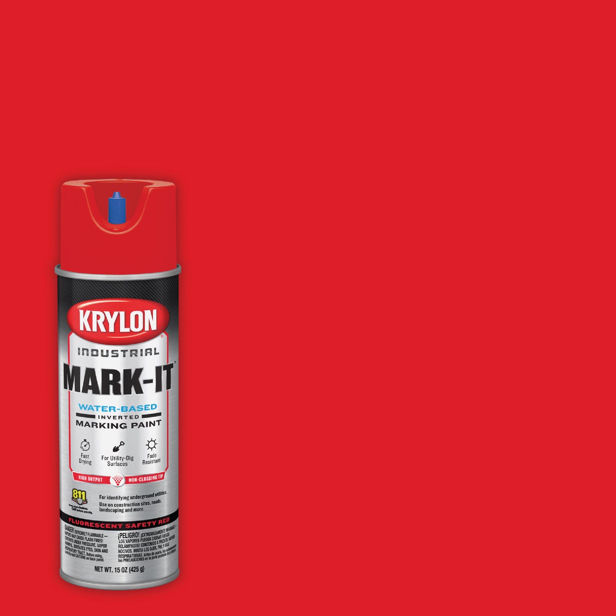 Krylon Mark-It 732408 Industrial WB Fluorescent Red Inverted Marking Paint