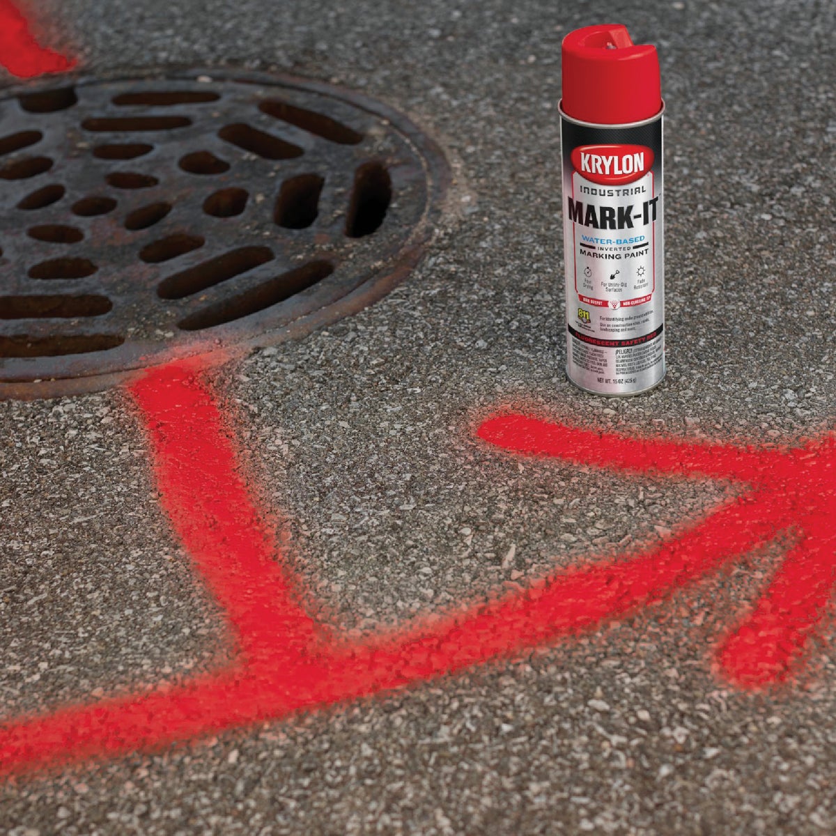 Krylon Mark-It 732408 Industrial WB Fluorescent Red Inverted Marking Paint Image 2