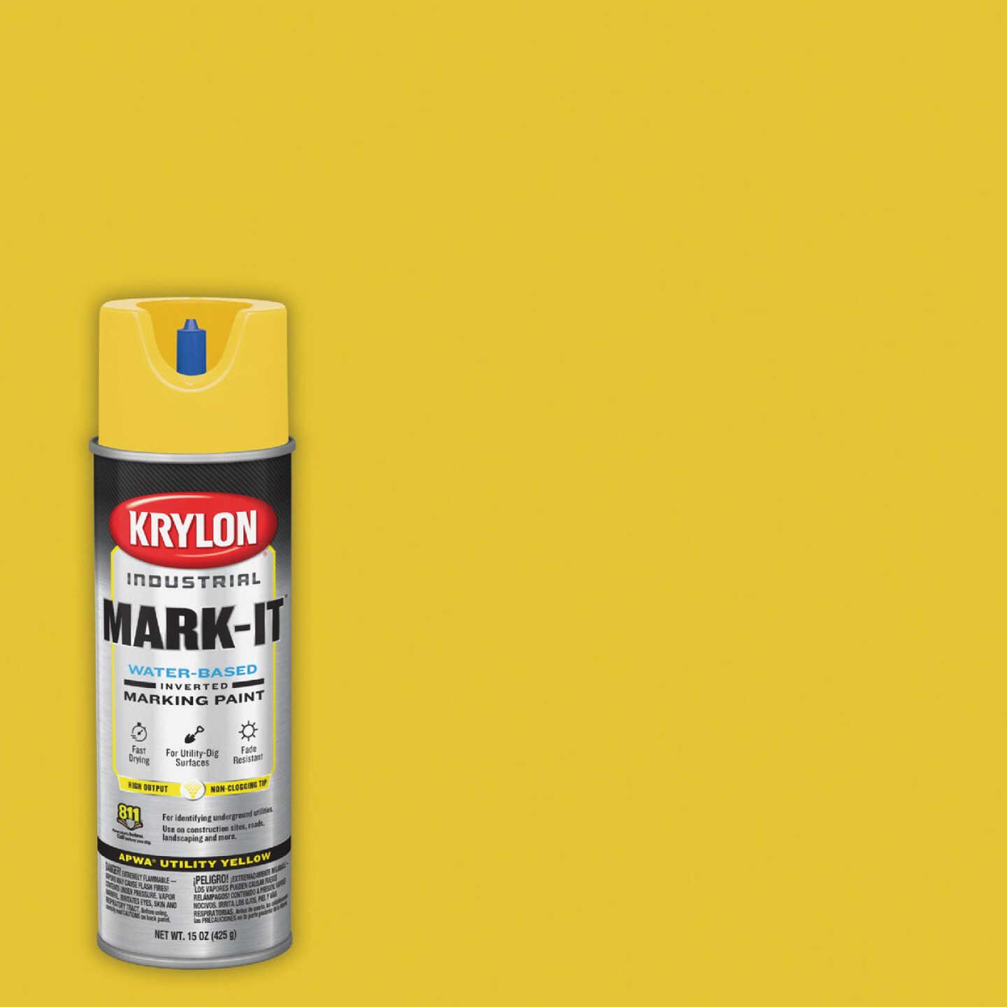 Krylon Mark-It 731708 Industrial WB APWA Utility Yellow Inverted Marking Paint Image 1