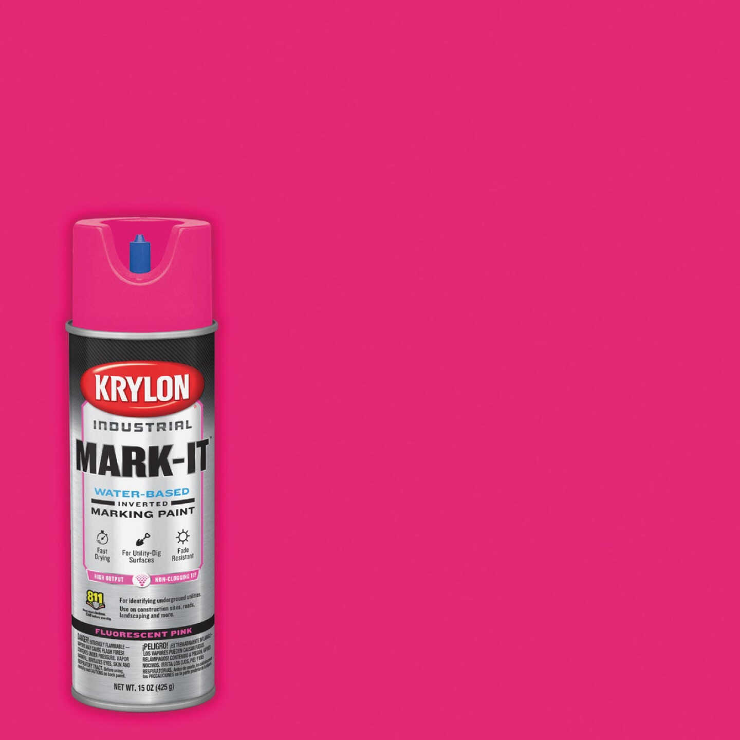 Krylon Mark-It 732308 Industrial WB Fluorescent Pink Inverted Marking Paint Image 1