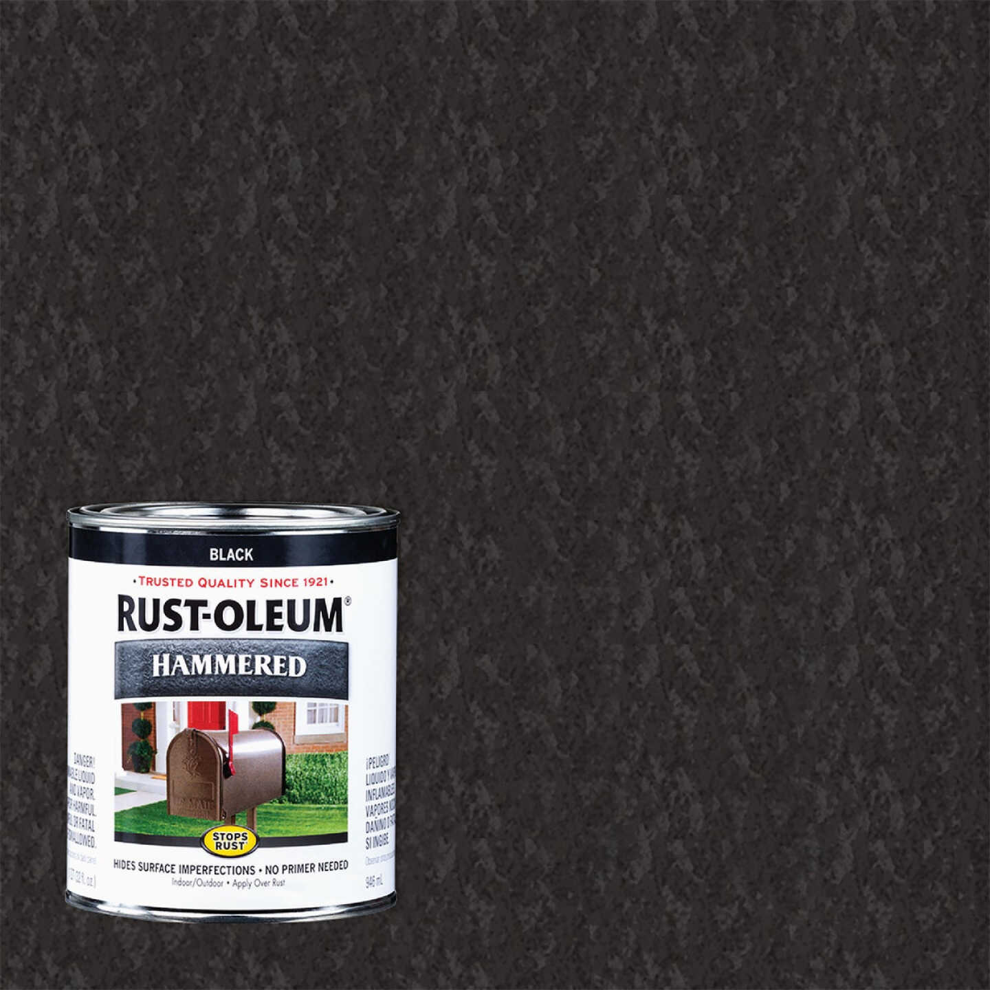 Rust-Oleum Stops Rust Hammered Paint, Black, 1 Qt. Image 1