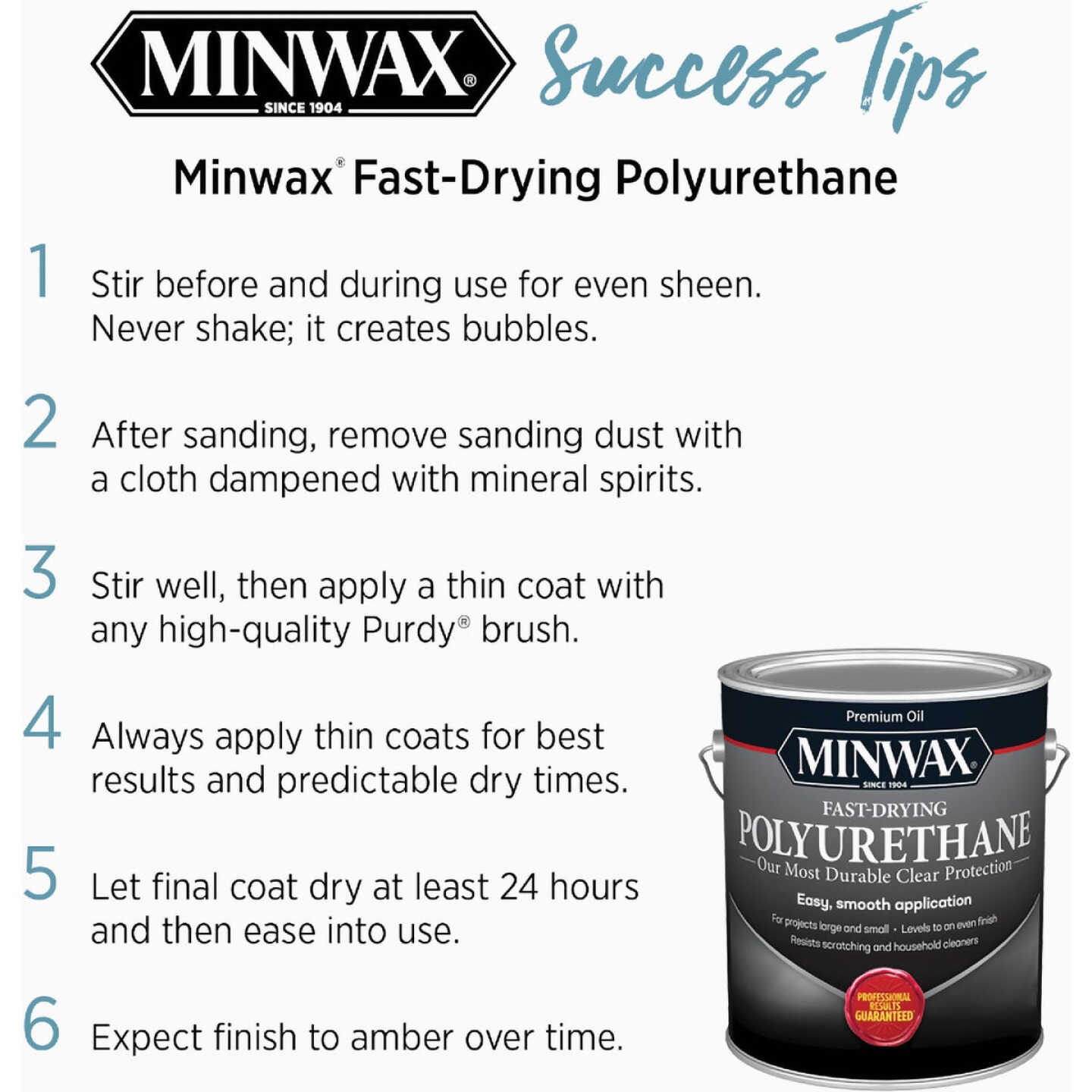 Minwax VOC Semi-Gloss Fast-Drying Interior Polyurethane, 1 Gal. Image 6