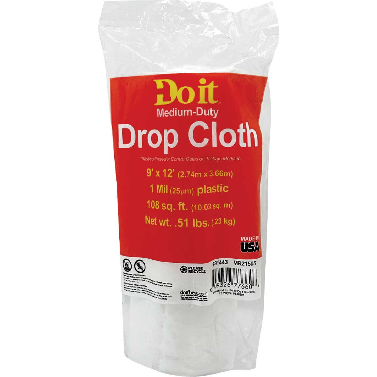 Frost King Plastic 9 Ft. x 12 Ft. 1 mil Drop Cloth Image 1