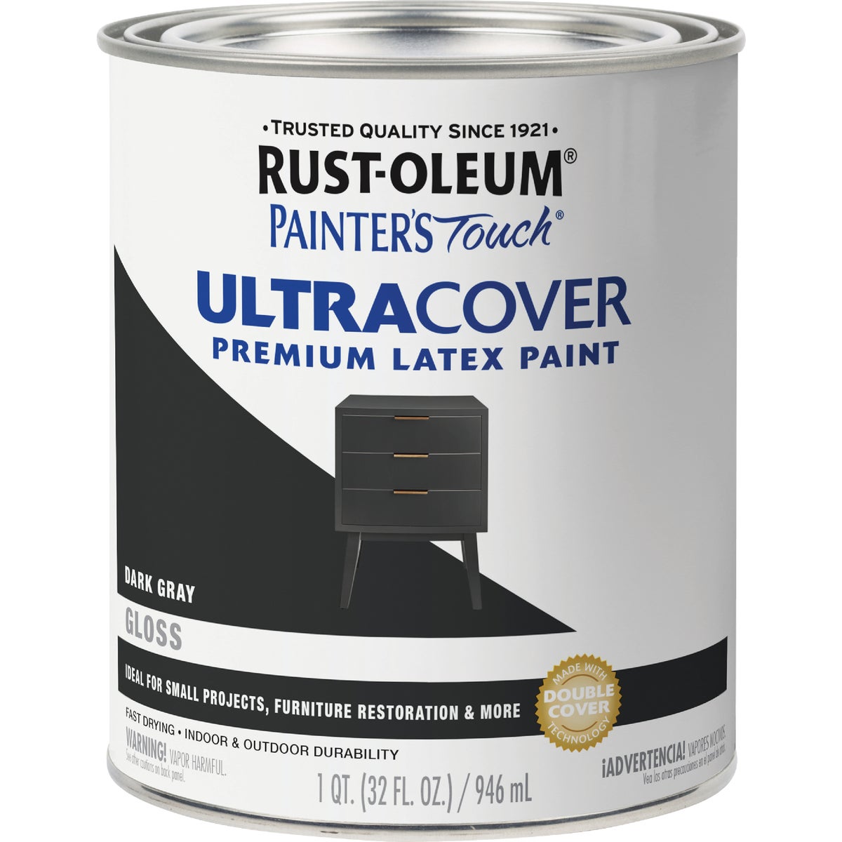 Rust-Oleum Painter's Touch 2X Ultra Cover Premium Latex Paint, Gloss Dark Gray, 1 Qt. Image 8