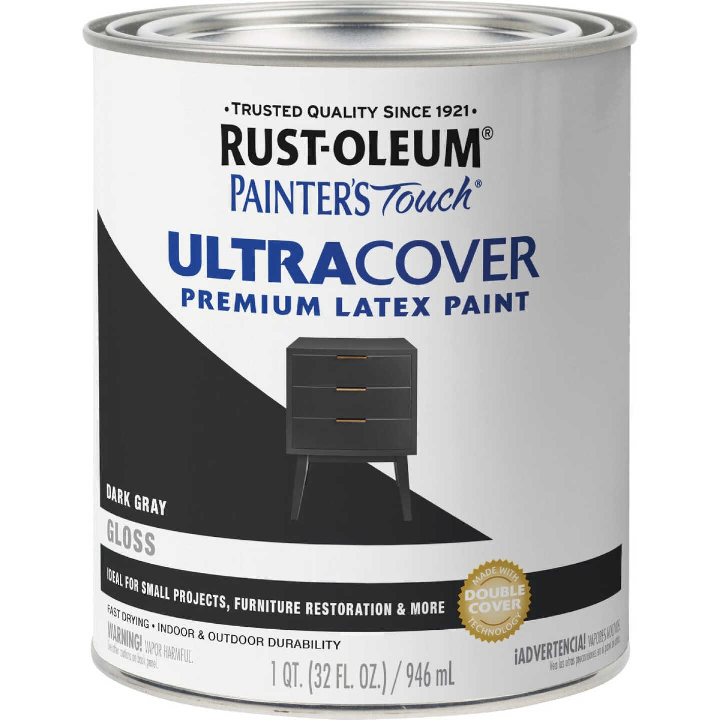 Rust-Oleum Painter's Touch 2X Ultra Cover Premium Latex Paint, Gloss Dark Gray, 1 Qt. Image 8