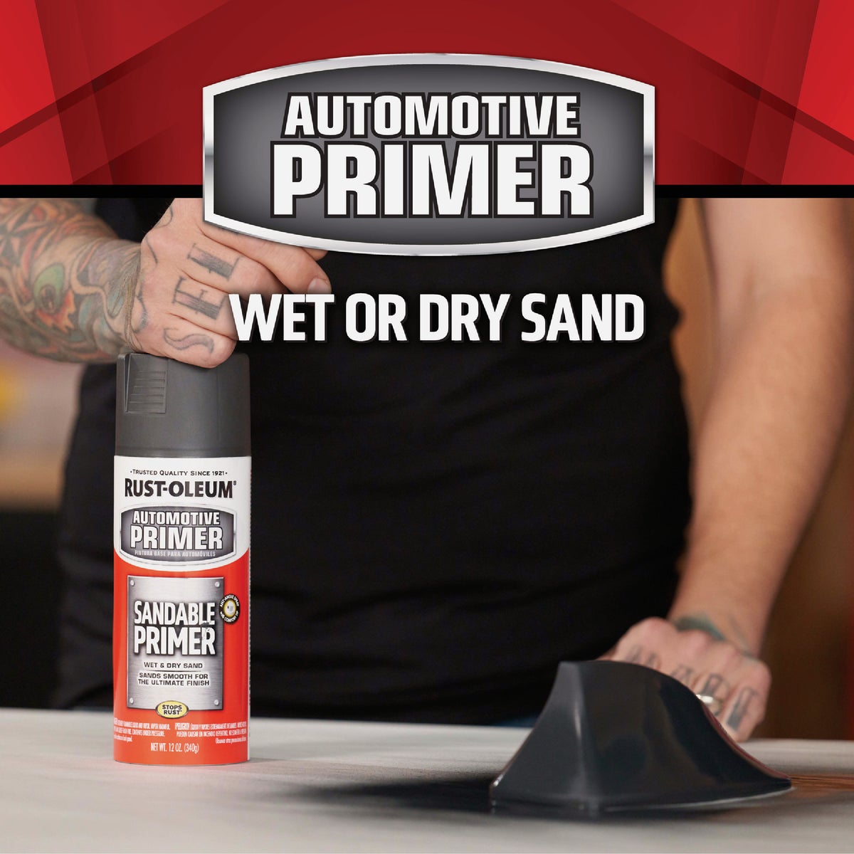 Rust-Oleum Automotive Sandable Primer Spray, 12 Oz. Red Image 2