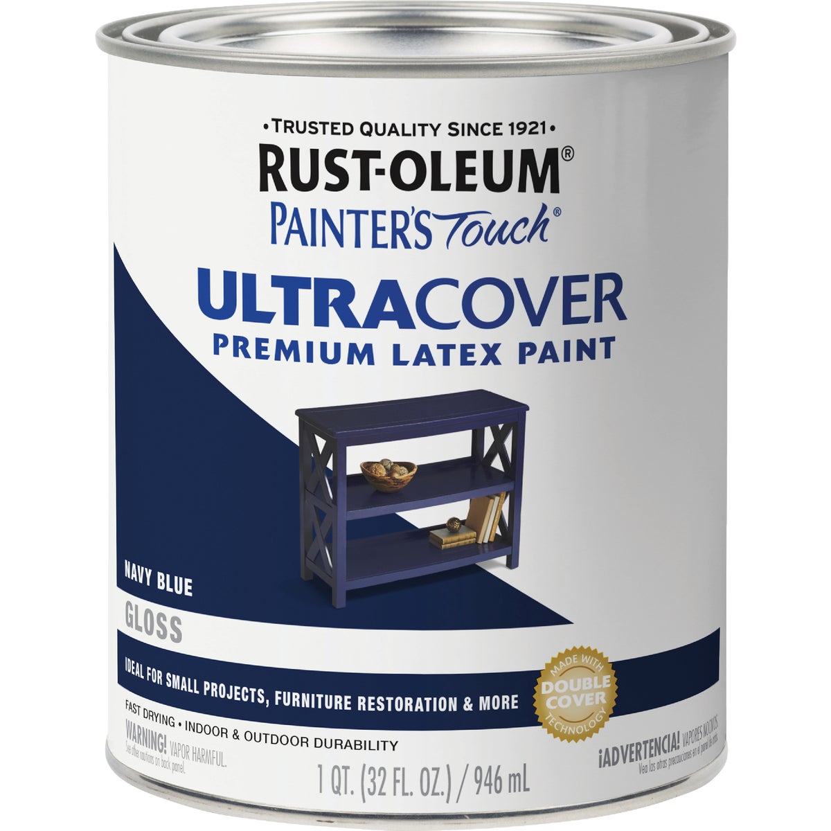 Rust-Oleum Painter's Touch 2X Ultra Cover Premium Latex Paint, Gloss Navy Blue, 1 Qt. Image 7