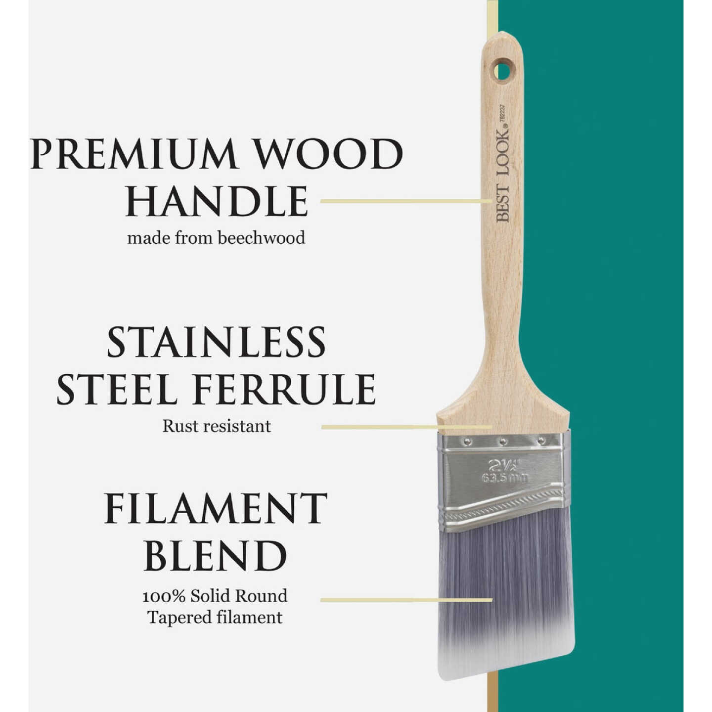 Best Look Premium 2.5 In. Angle Nylyn Paint Brush Image 4