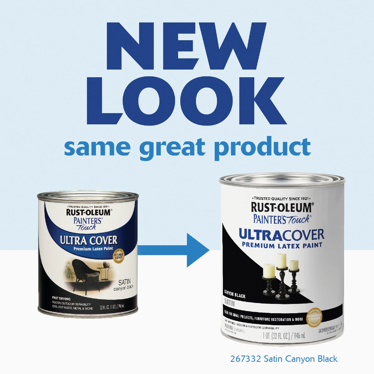 Rust-Oleum Painter's Touch 2X Ultra Cover Premium Latex Paint, Satin Canyon Black, 1 Qt. Image 2