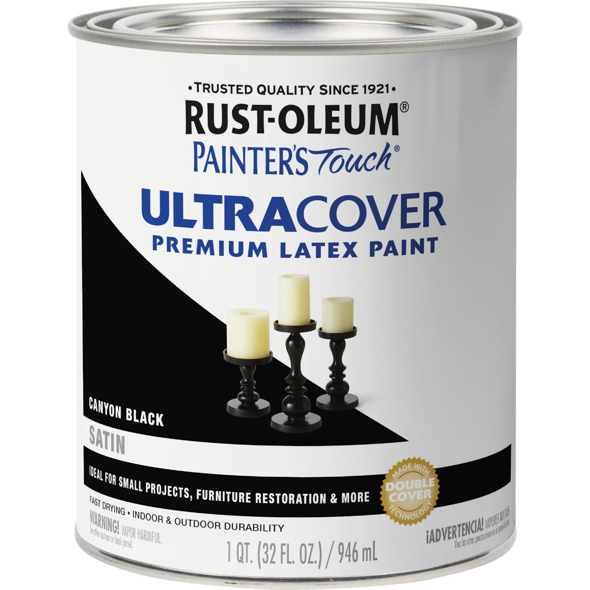 Rust-Oleum Painter's Touch 2X Ultra Cover Premium Latex Paint, Satin Canyon Black, 1 Qt. Image 7