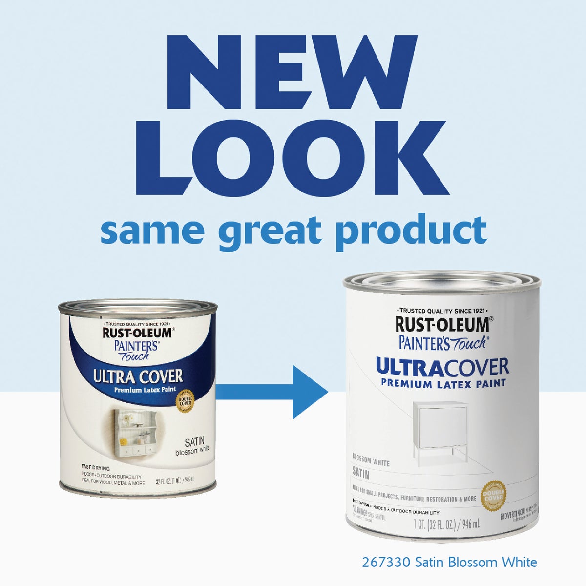Rust-Oleum Painter's Touch 2X Ultra Cover Premium Latex Paint, Satin Blossom White, 1 Qt. Image 2