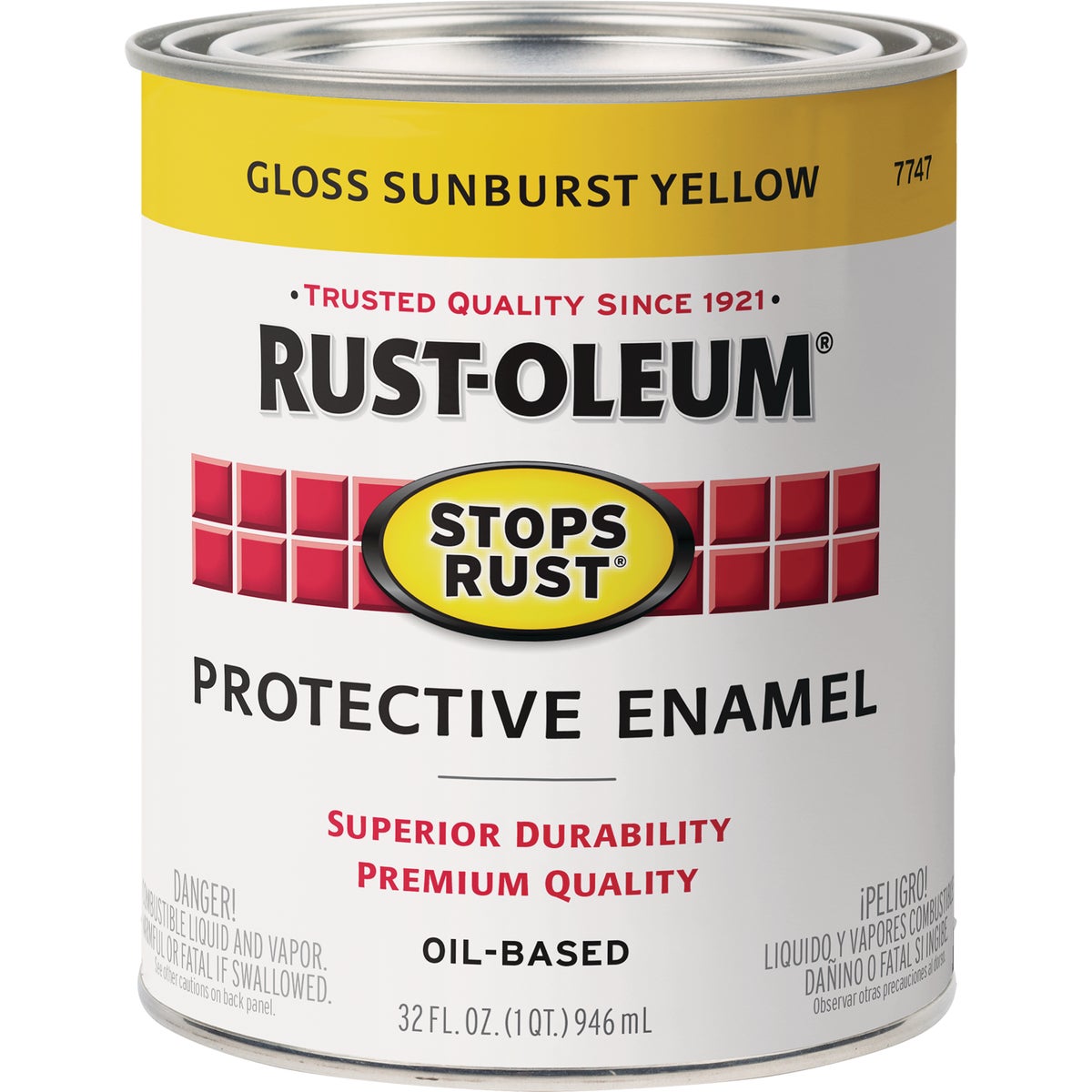 Rust-Oleum Stops Rust Oil Based Gloss Protective Rust Control Enamel, Sunburst Yellow, 1 Qt. Image 7