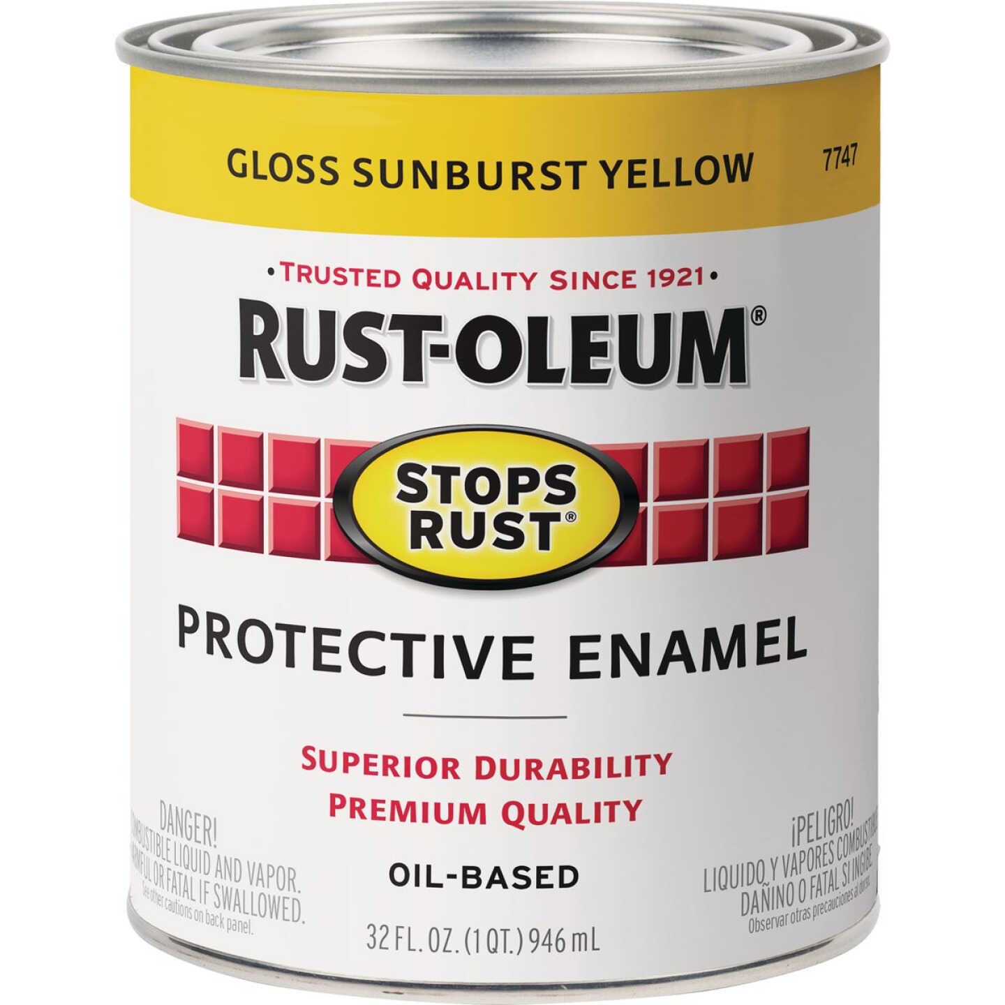 Rust-Oleum Stops Rust Oil Based Gloss Protective Rust Control Enamel, Sunburst Yellow, 1 Qt. Image 7
