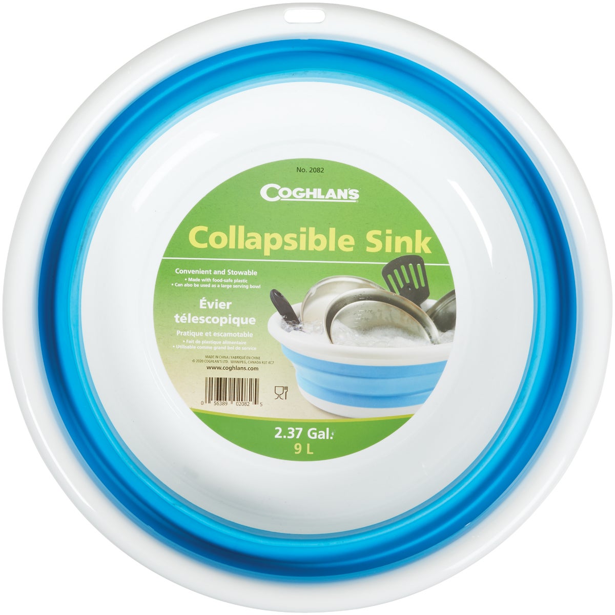 Coghlans 9 L. Blue & White Plastic Collapsible Sink Image 2