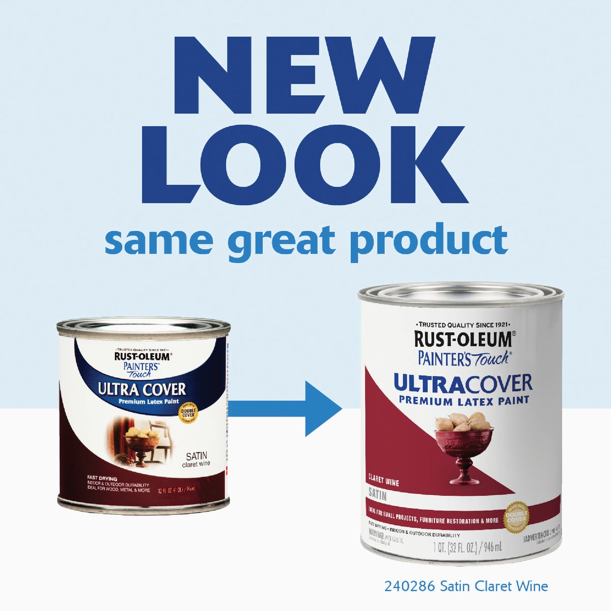 Rust-Oleum Painter's Touch 2X Ultra Cover Premium Latex Paint, Satin Claret Wine, 1 Qt. Image 2