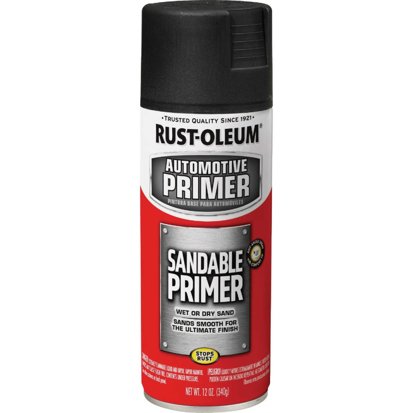 Rust-Oleum Automotive Sandable Primer Spray, 12 Oz., Black Image 1