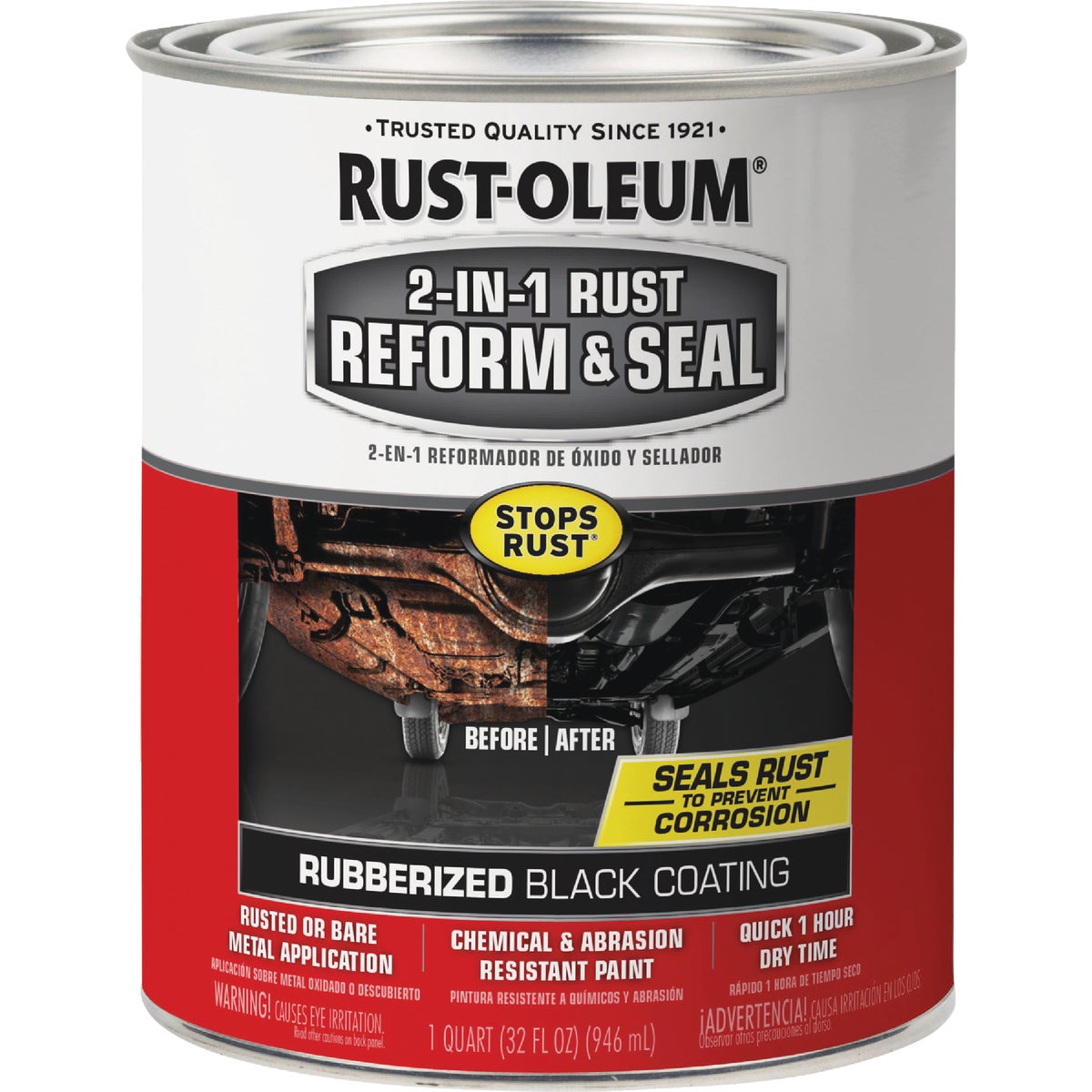 Rust-Oleum Stops Rust 2-In-1 Rust Reform & Seal, 1 Qt., Black Image 2