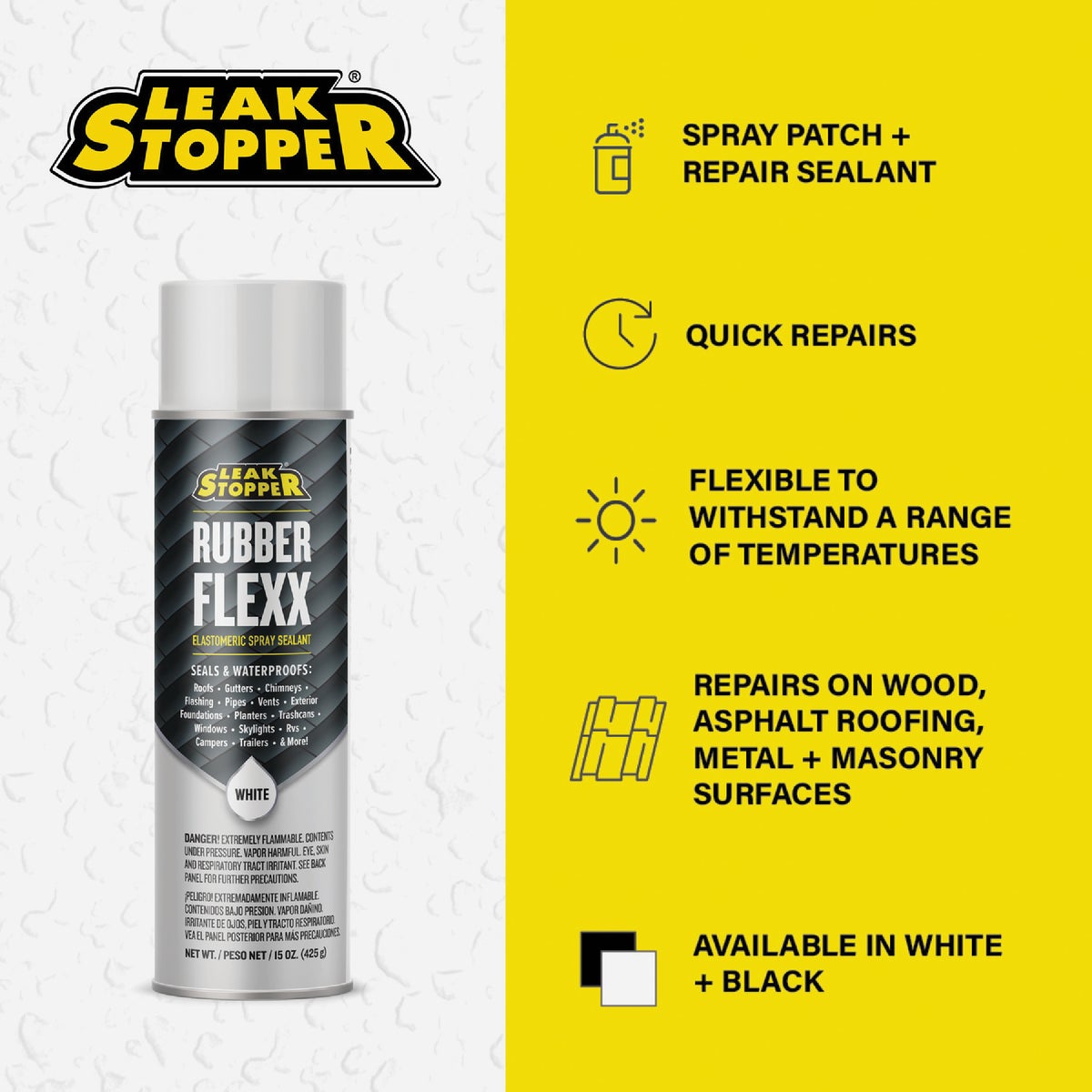 Black Jack Leak Stopper 15 Oz. White Rubber Flexx Spray Sealant Image 2