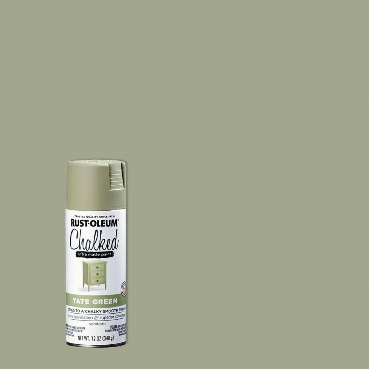 Rust-Oleum Chalked 12 Oz. Ultra Matte Spray Paint, Tate Green Image 1