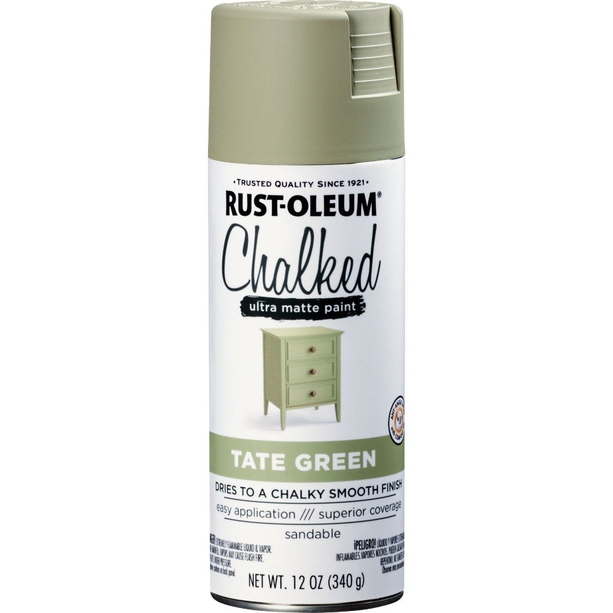 Rust-Oleum Chalked 12 Oz. Ultra Matte Spray Paint, Tate Green Image 8