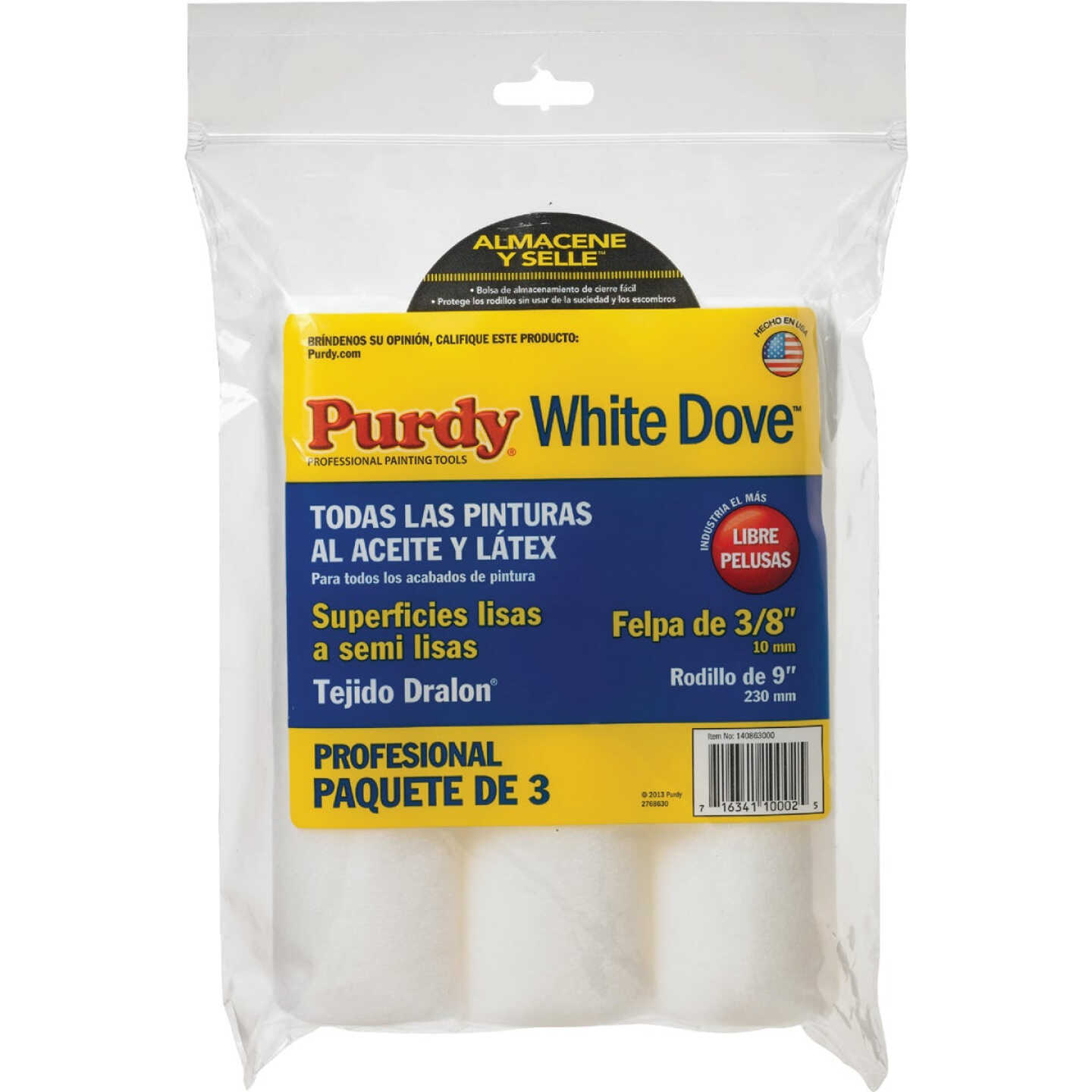 Purdy White Dove 9 In. x 3/8 In. Woven Fabric Roller Cover (3-Pack) Image 6