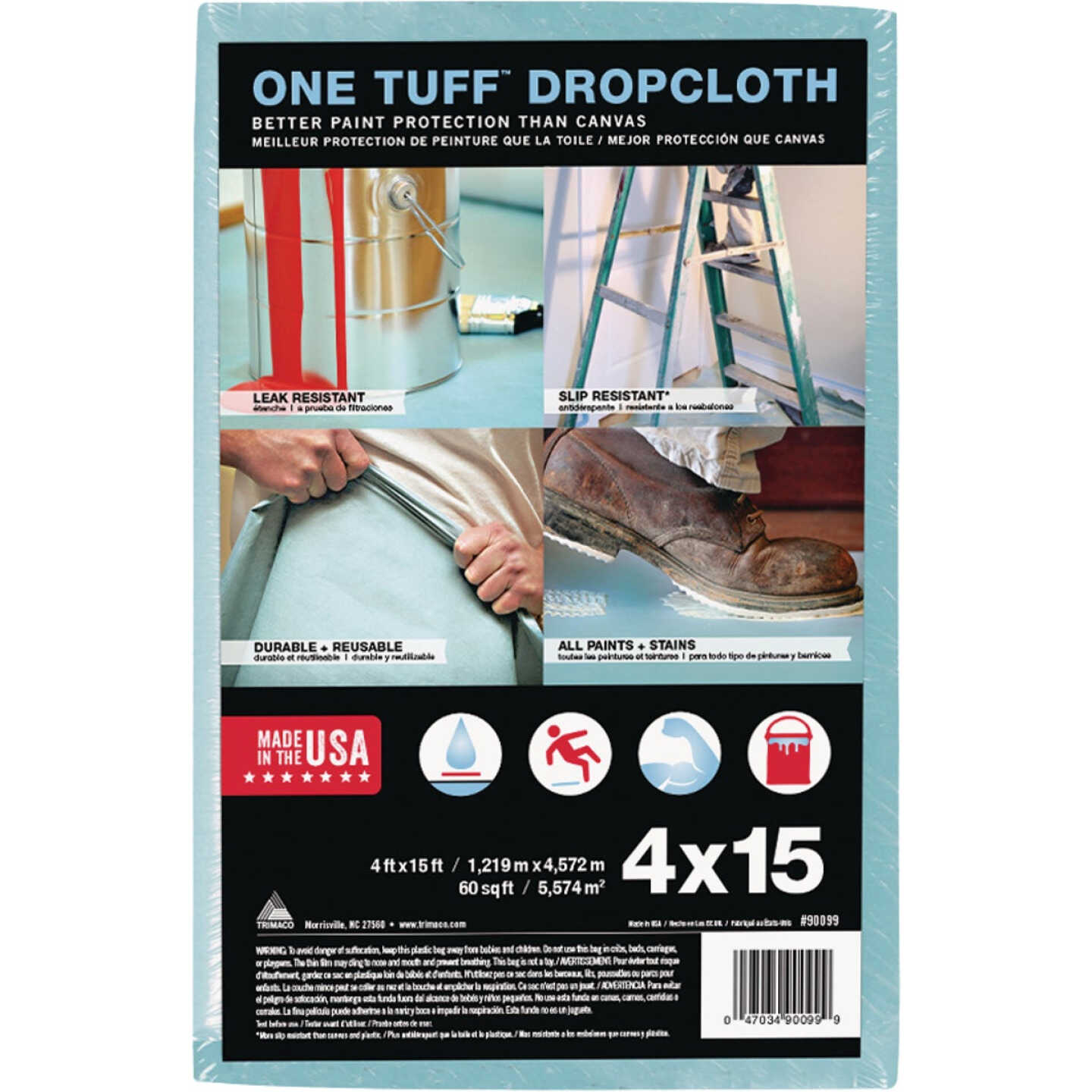 Trimaco One Tuff 4 Ft. x 15 Ft. Professional Grade Drop Cloth Image 1