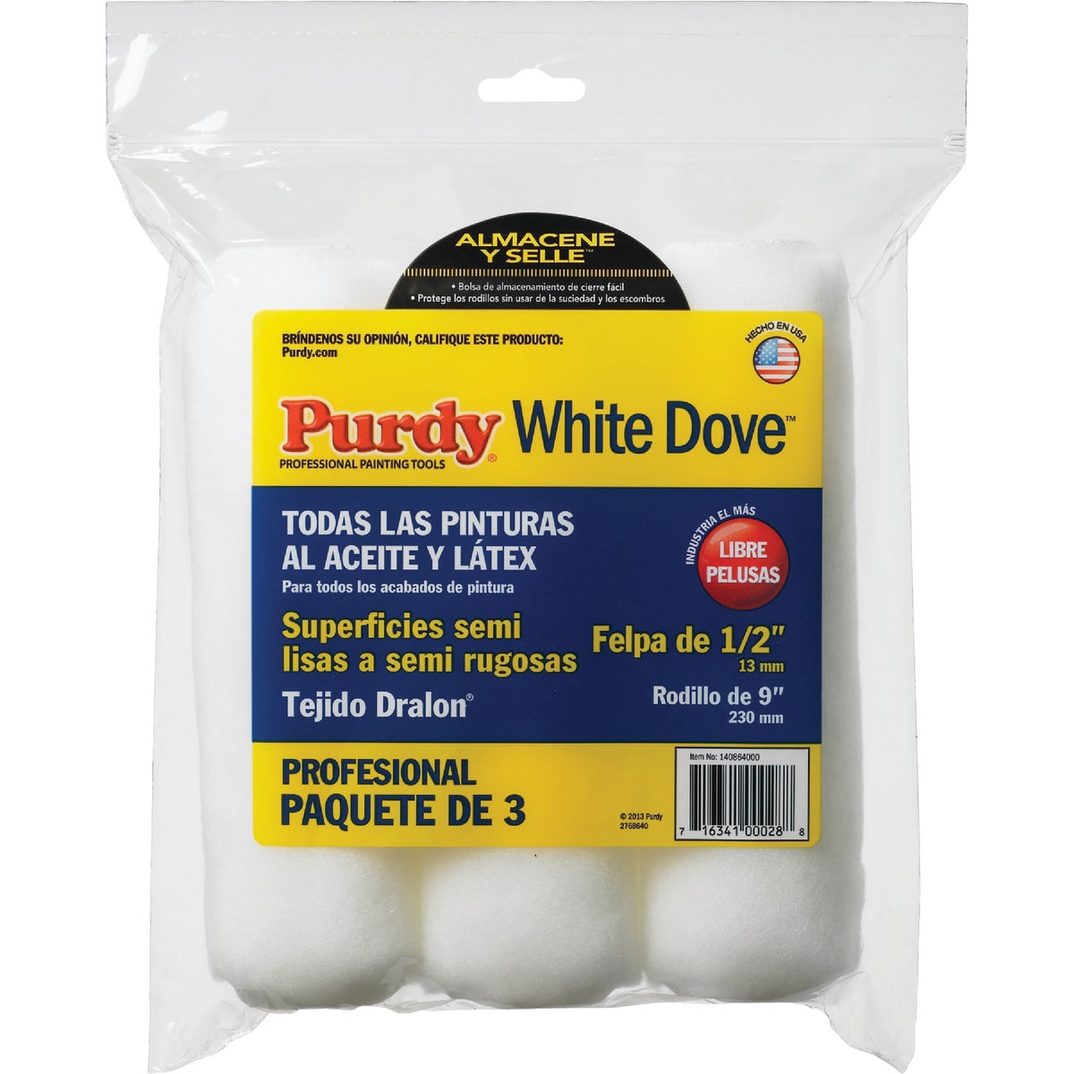 Purdy White Dove 9 In. x 1/2 In. Woven Fabric Roller Cover (3-Pack) Image 6