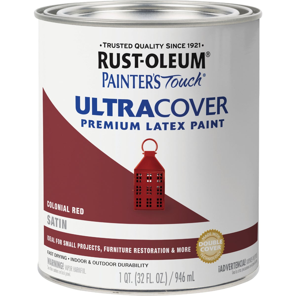 Rust-Oleum Painter's Touch 2X Ultra Cover Premium Latex Paint, Satin Colonial Red, 1 Qt. Image 6