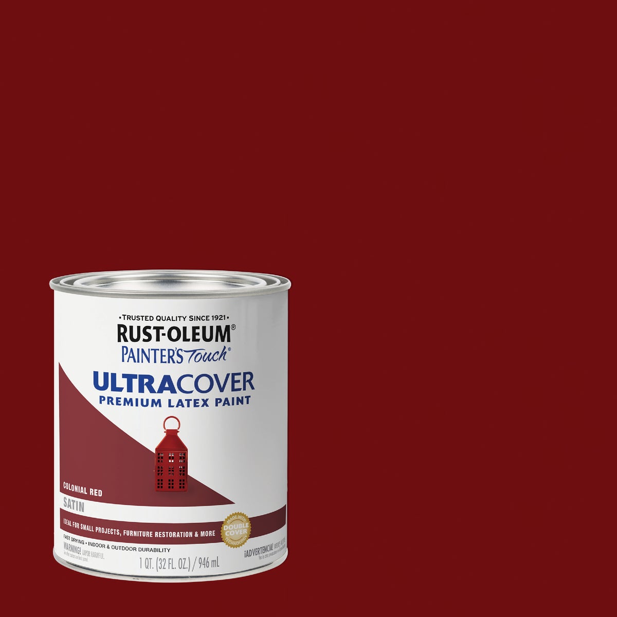 Rust-Oleum Painter's Touch 2X Ultra Cover Premium Latex Paint, Satin Colonial Red, 1 Qt. Image 1