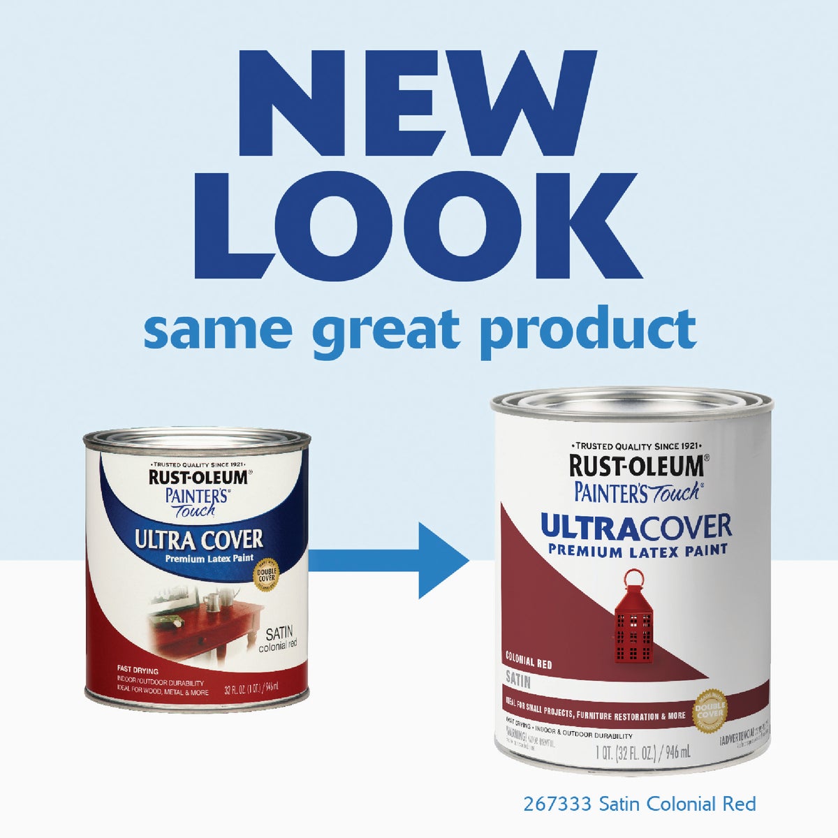 Rust-Oleum Painter's Touch 2X Ultra Cover Premium Latex Paint, Satin Colonial Red, 1 Qt. Image 2