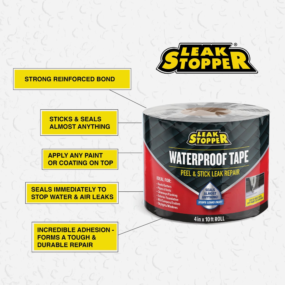 Leak Stopper Rubber Flexx 4 In. x 10 Ft. Waterproofing & Seam Tape Image 3