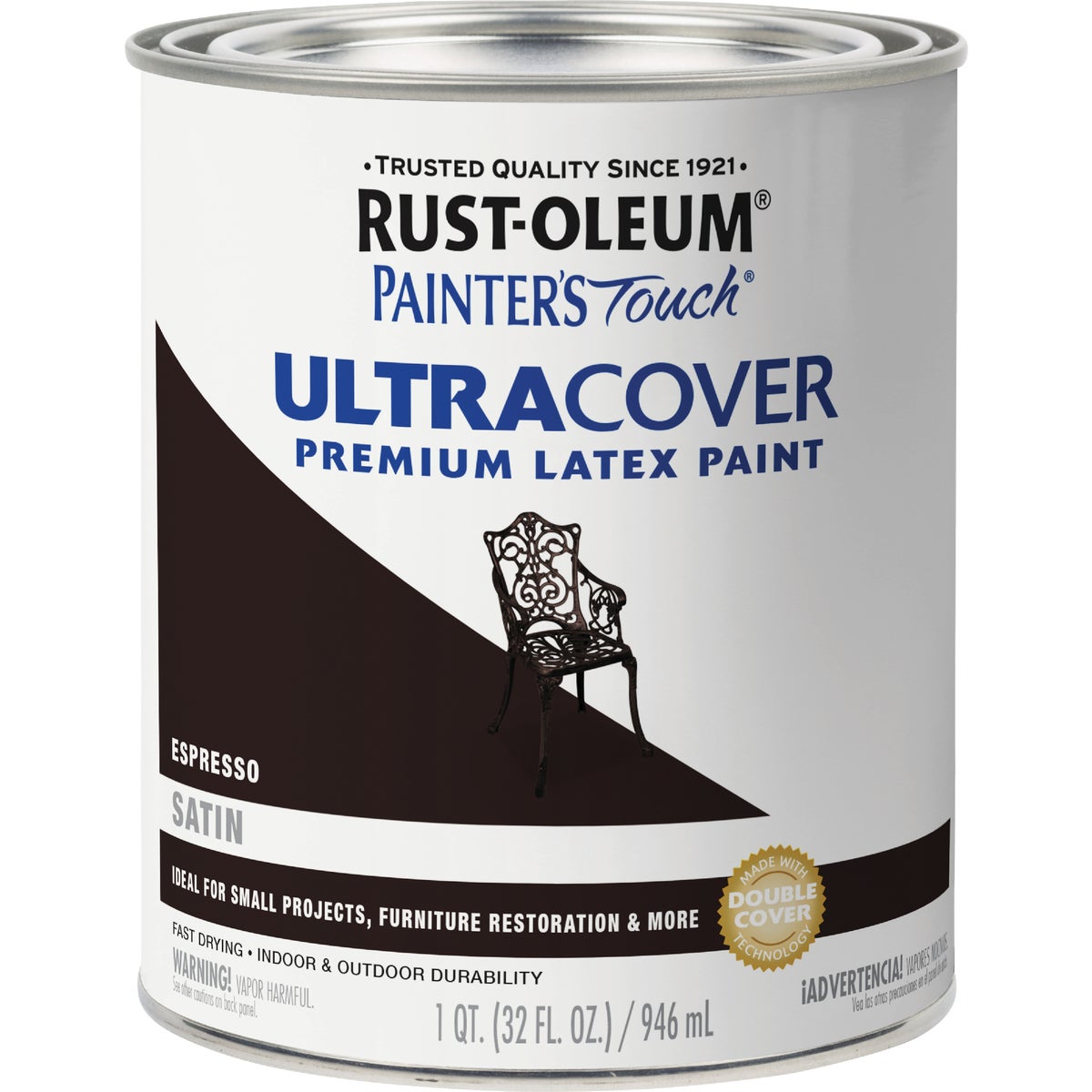 Rust-Oleum Painter's Touch 2X Ultra Cover Premium Latex Paint, Satin Espresso, 1 Qt. Image 7
