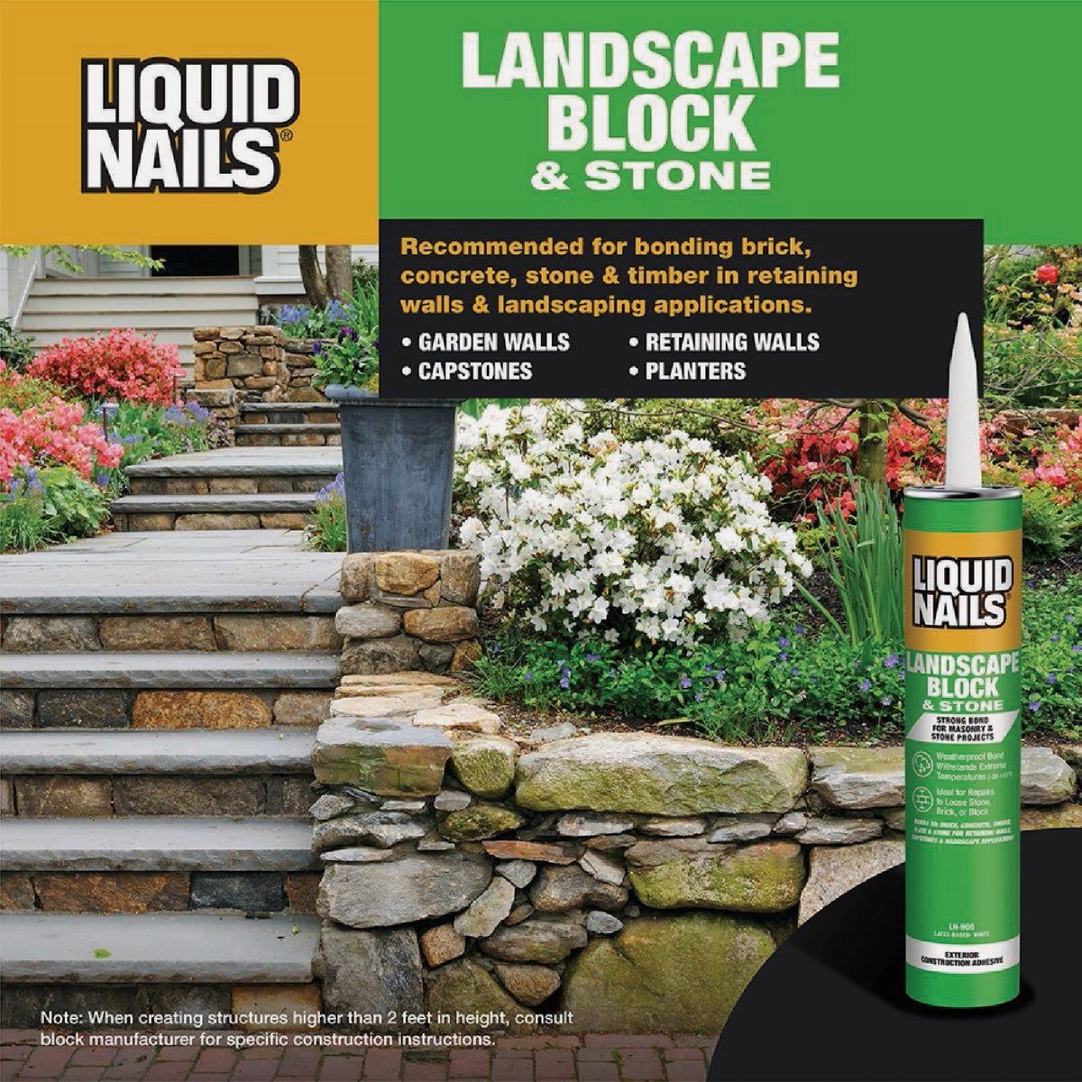Liquid Nails 10 Oz. Landscape Block VOC Adhesive Image 2