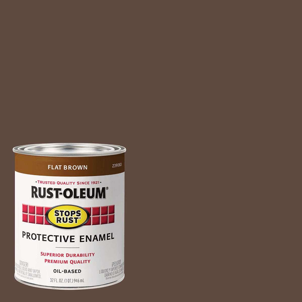 Rust-Oleum Stops Rust Oil Based Flat Protective Rust Control Enamel, Brown, 1 Qt. Image 1