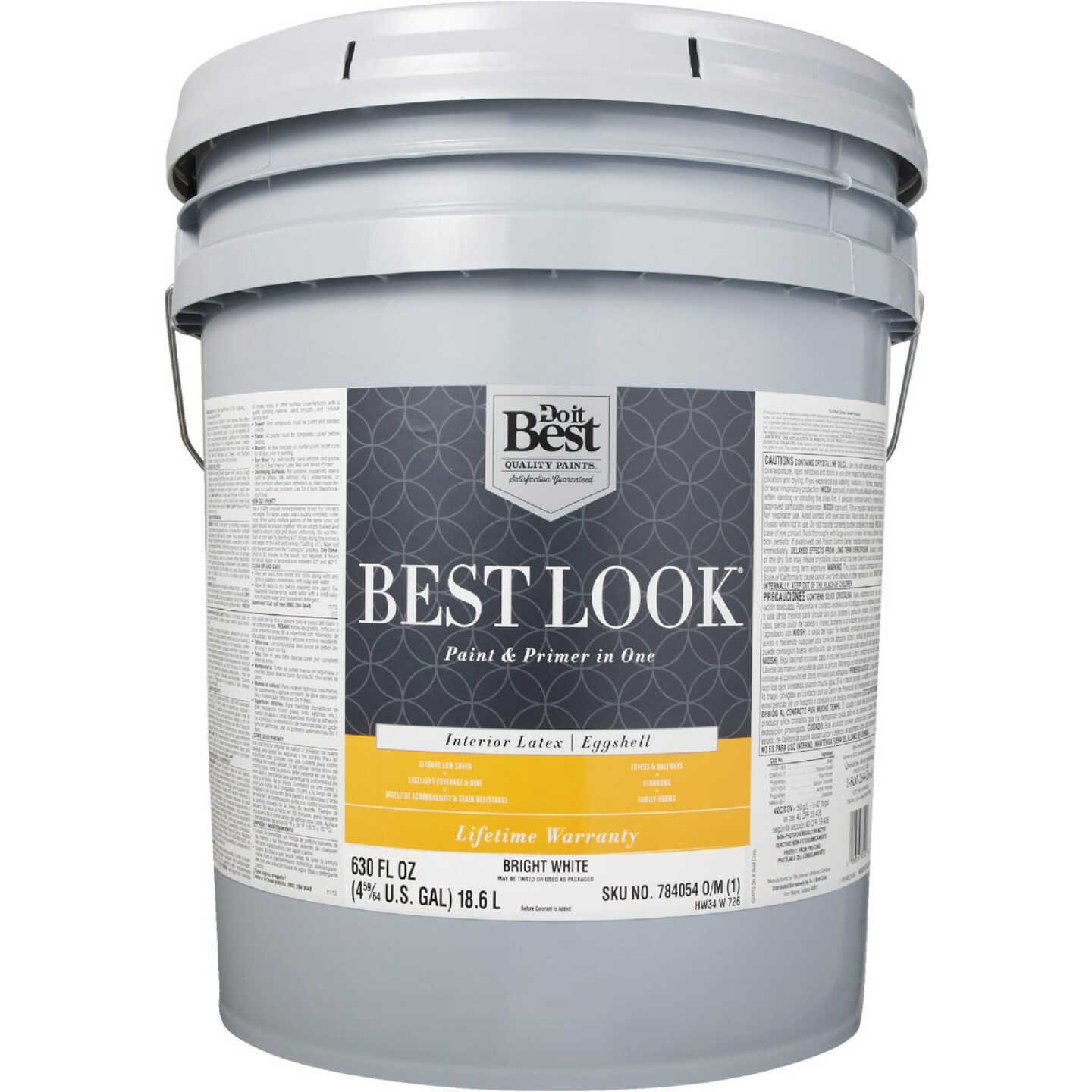 Best Look Latex Premium Paint & Primer In One Eggshell Interior Wall Paint, Bright White, 5 Gal. Image 2