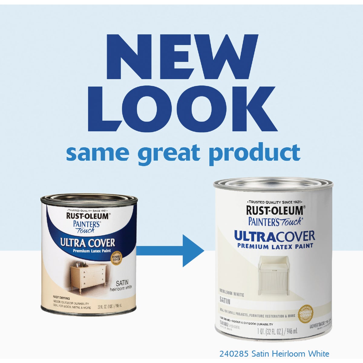 Rust-Oleum Painter's Touch 2X Ultra Cover Premium Latex Paint, Satin Heirloom White, 1 Qt. Image 2
