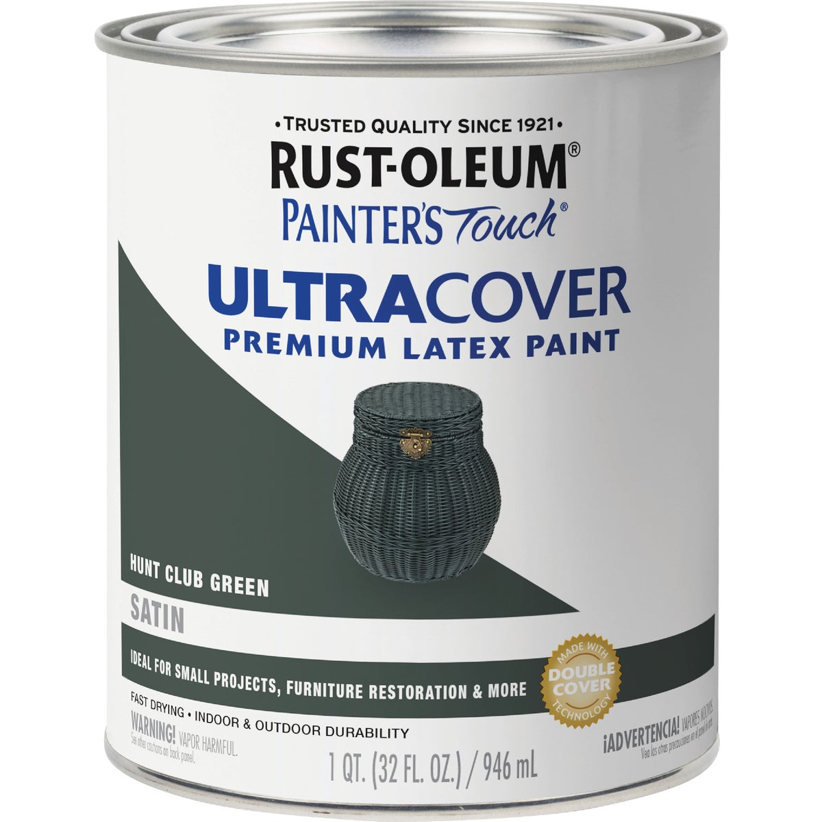 Rust-Oleum Painter's Touch 2X Ultra Cover Premium Latex Paint, Satin Hunt Club Green, 1 Qt. Image 7