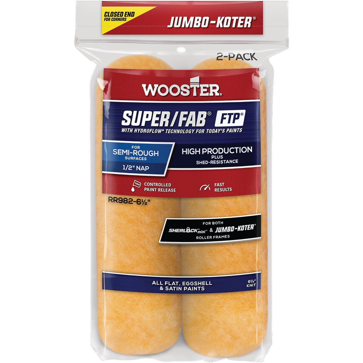 Jumbo-Koter S/F FTP 6-1/2 In. x 1/2 In. Knit Roller Cover (2-Pack) Image 1